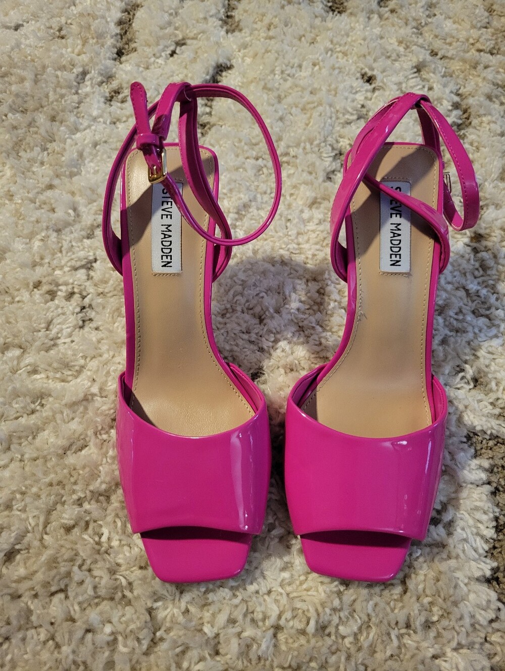 Steve Madden Leesha Patent Ankle Strap Sandal Size 8